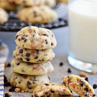 stack of Toffee Chocolate Chip Shortbread Cookies