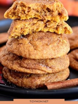 stack of cookies on a black plate