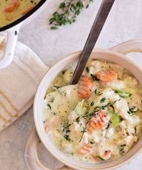 a bowl of chicken gnocchi soup