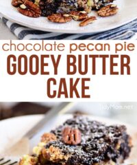 Chocolate Pecan Pie Gooey Butter Cake photo collage