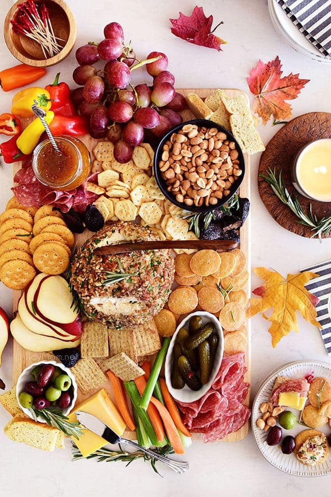 Fall Charcuterie Board on white counter