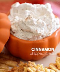 cinnamon whipped cream in orange bowl
