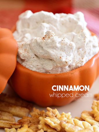 cinnamon whipped cream in orange bowl