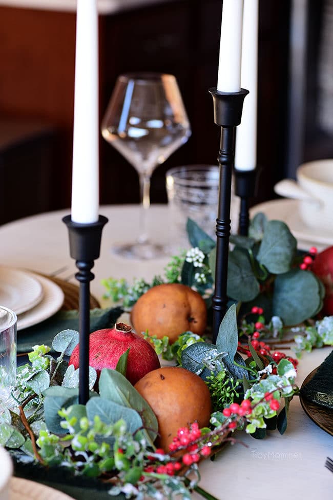 simple Christmas centerpiece with fresh fruit