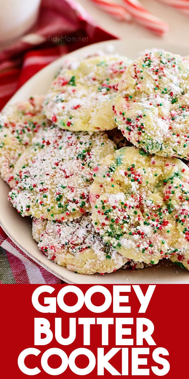 Christmas Gooey Butter Cookies on a plate