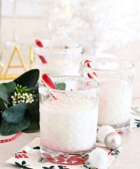 Three snowflake peppermint cocktails