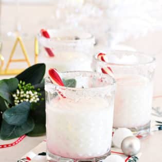 Three snowflake peppermint cocktails