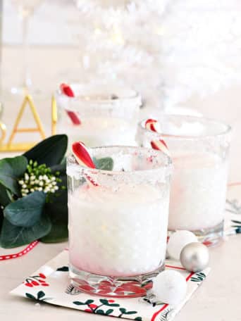 Three snowflake peppermint cocktails