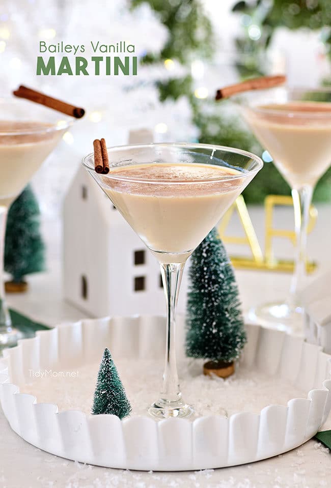 Baileys Vanilla Martini on a white tray