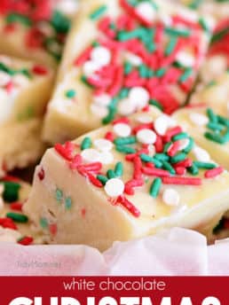 White Chocolate Christmas Fudge close up