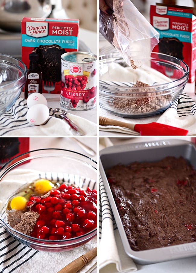 step by step photos of how to make chocolate cherry cake collage