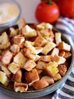 easy homemade croutons in a bowl