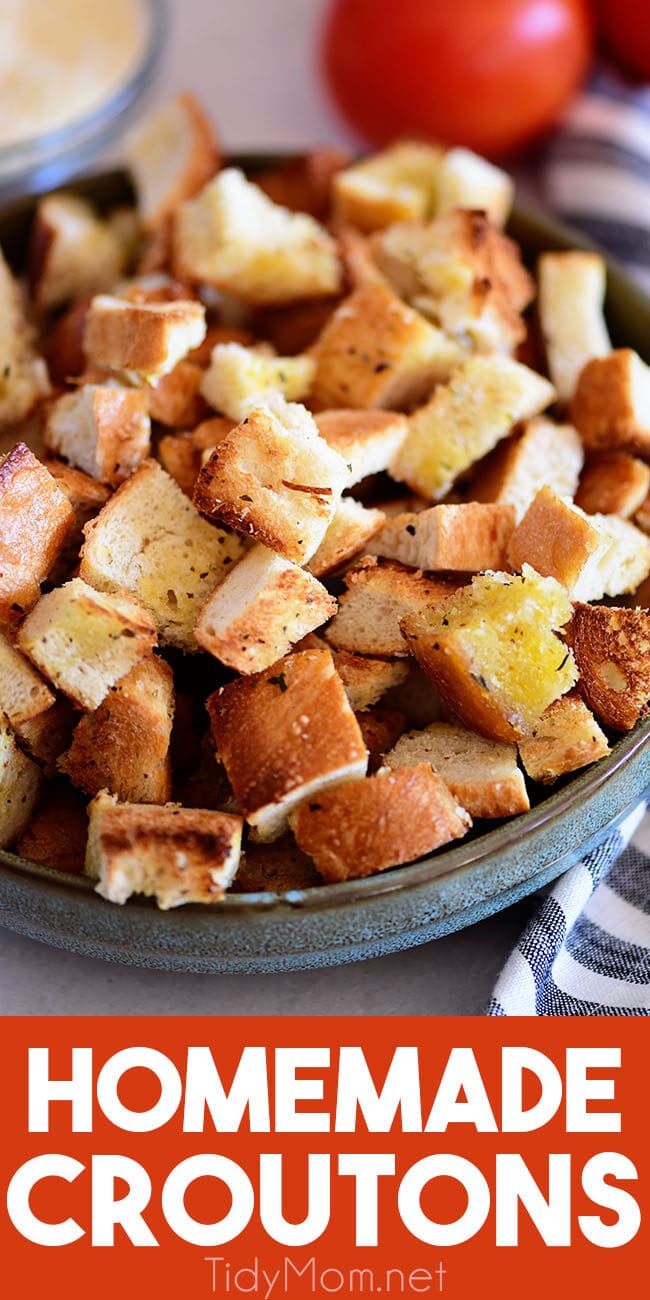 homemade croutons in a bowl
