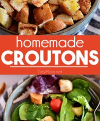 homemade croutons photo collage