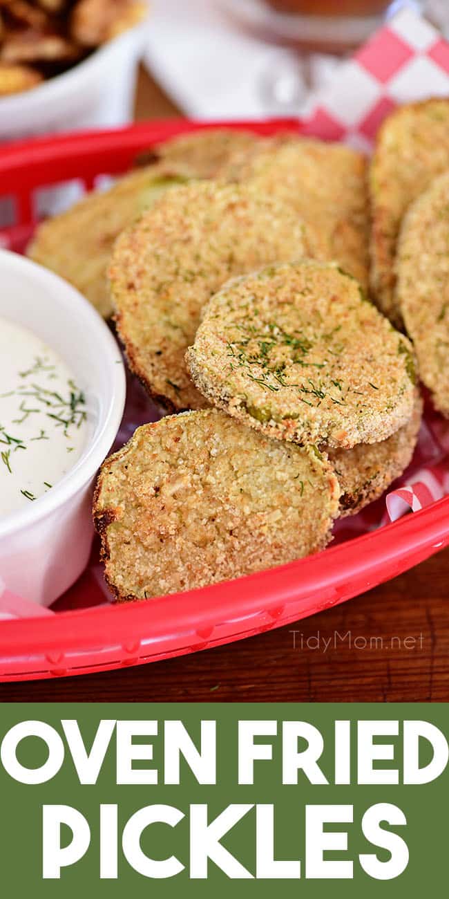 oven fried pickles in a basket