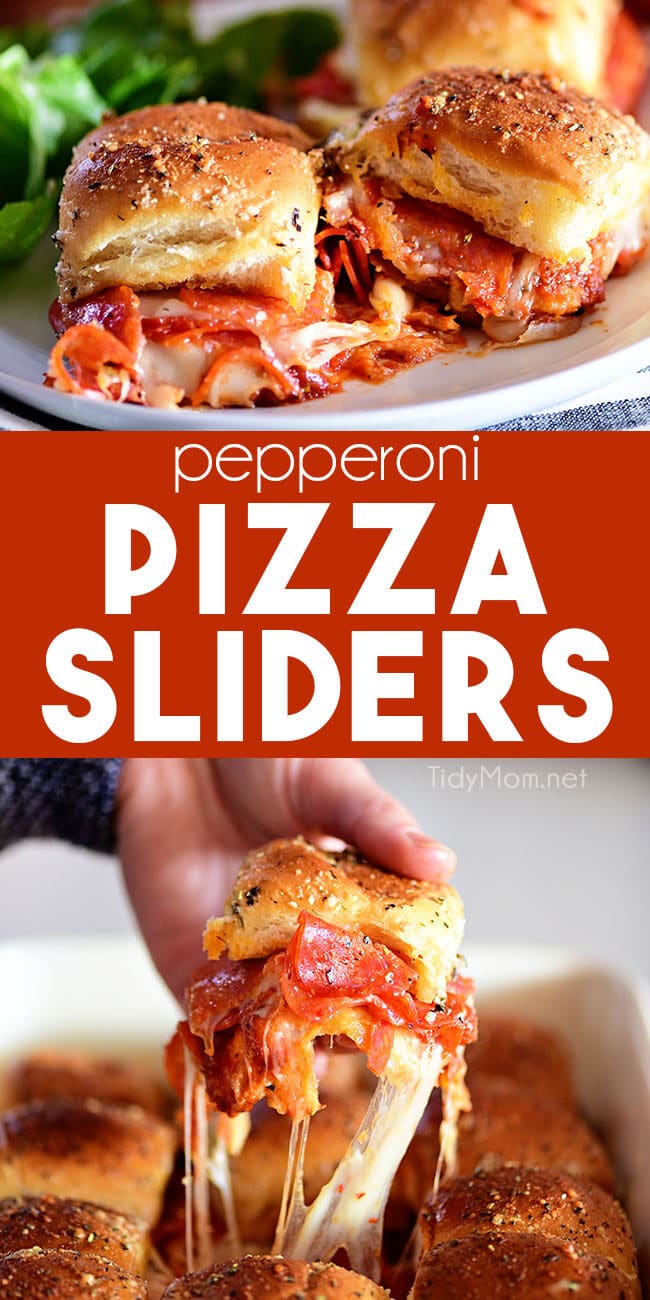 three pepperoni Pizza Sliders photo collage