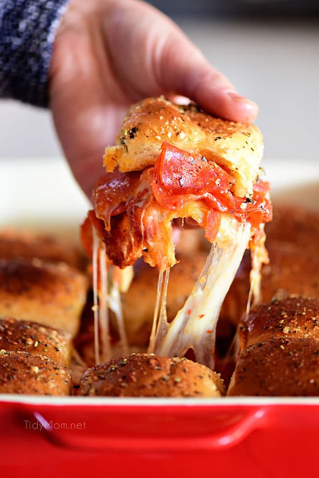 Chessy pepperoni Pizza Sliders