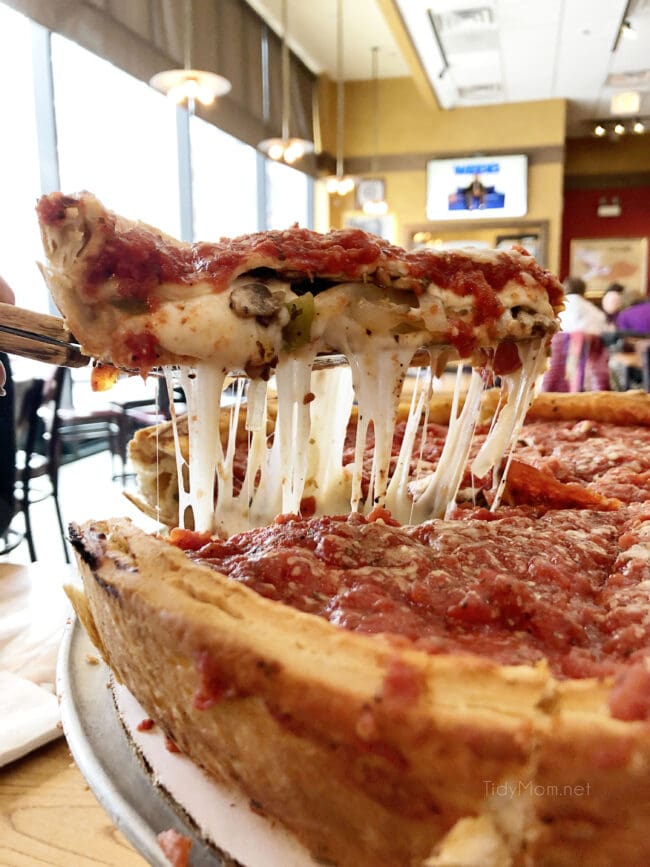 a slice of Giordano’s in Chicago