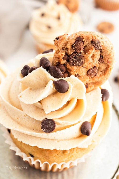 Chocolate Chip Cookie Dough Cupcakes with Cookie Dough Frosting