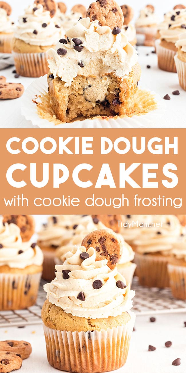 Cookie Dough Cupcakes with Cookie Dough Frosting photo collage