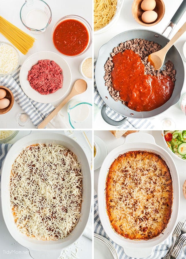 baked spaghetti how to photo collage