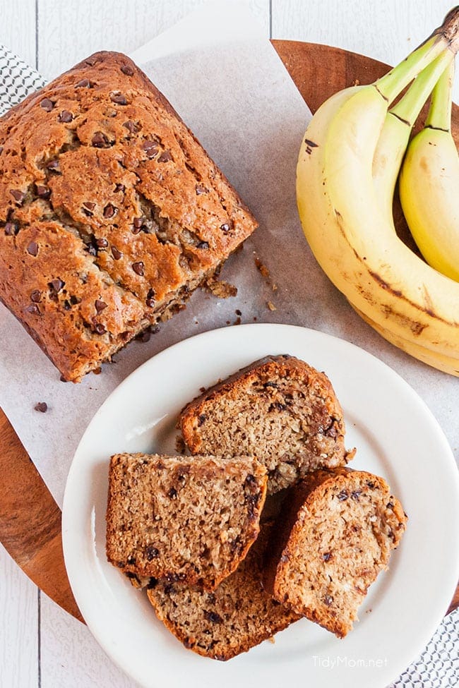 banana bread slices on a plate