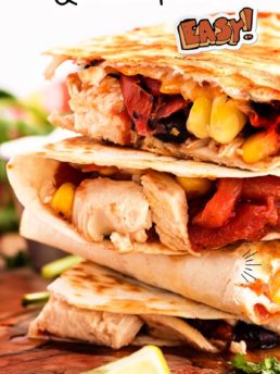 a stack of chicken quesadillas