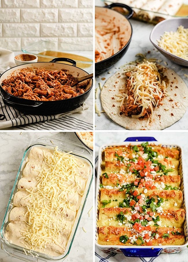 how to make honey lime enchiladas photo collage