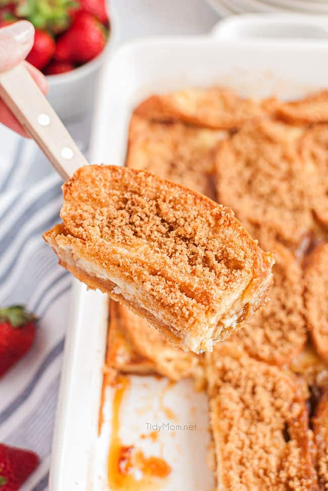baked french toast on a spatula