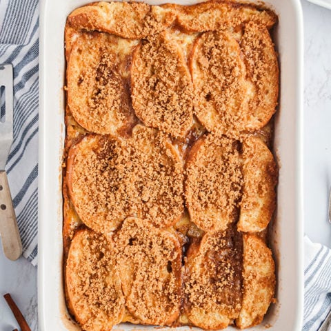 baked french toast in a casserole dish