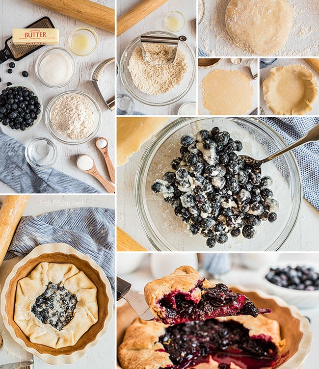  blueberry galette recipe steps photo collage