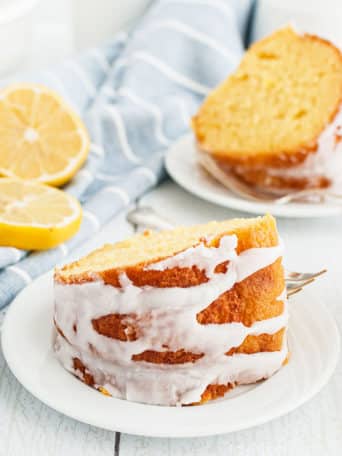 slices of pound cake on white plates