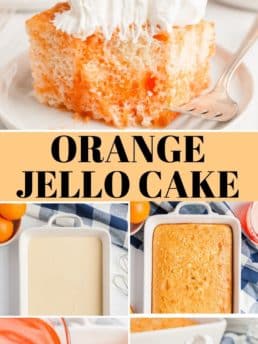 orange jello cake collage