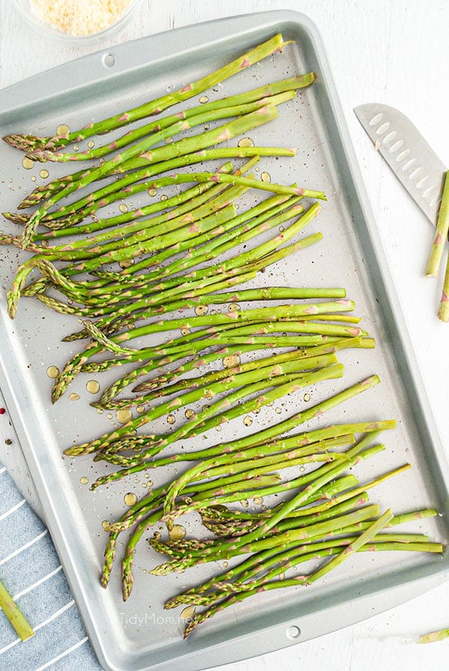 asparagus on a baking sheet