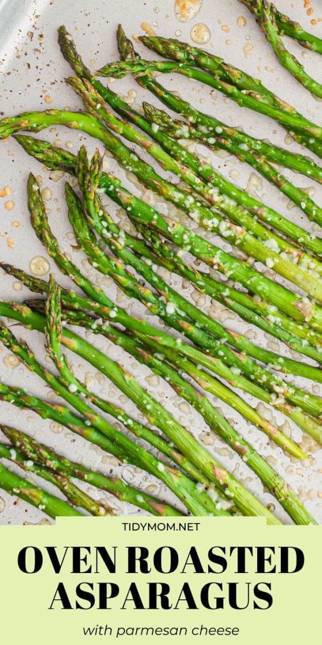 close up of asparagus laid out on a baking sheet