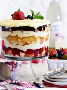 Red white and blue fruit trifle layered dessert