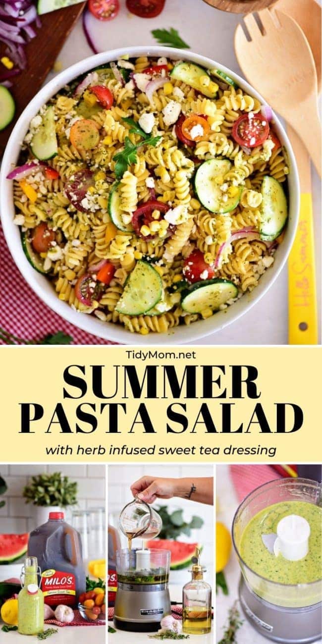 summer pasta salad with sweet tea dressing