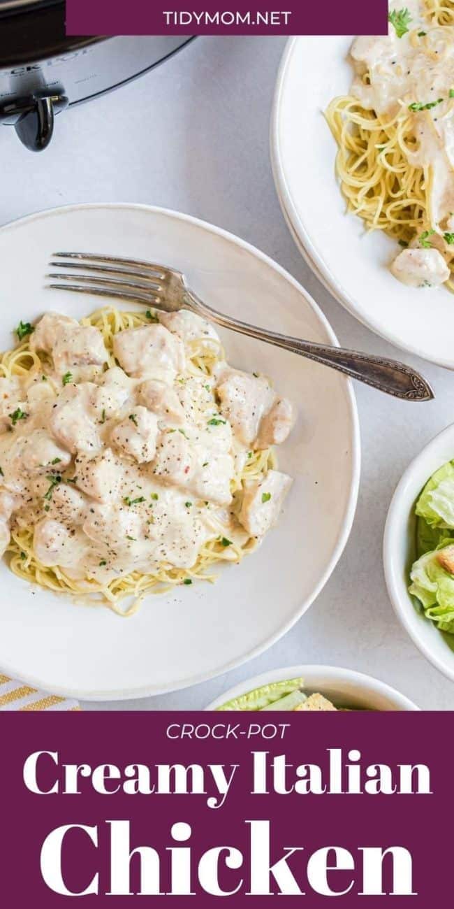 plate of creamy chicken and pasta