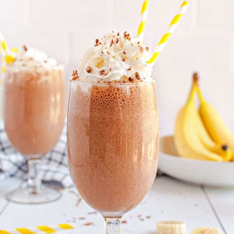 milkshakes with yellow straws and bananas