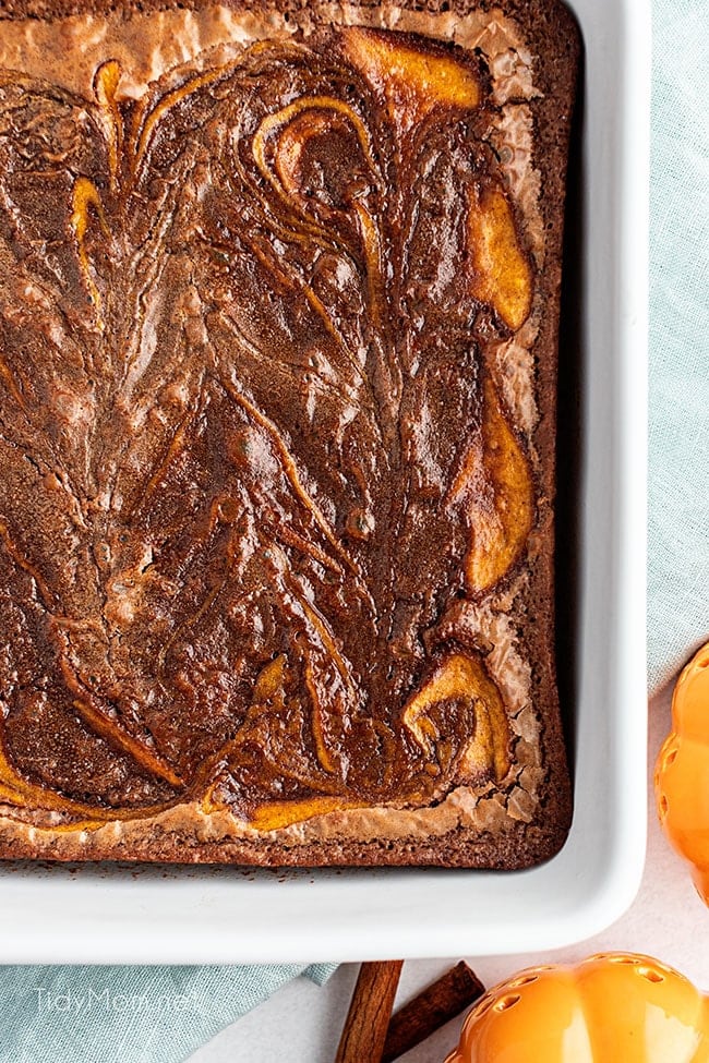 pumpkin brownies in the pan