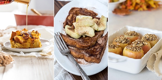 fall breakfast recipe photo collage