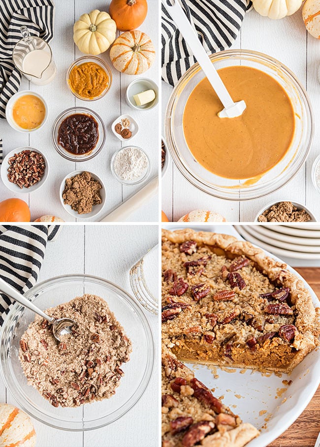 step-by-step how to make apple butter pumpkin pie photo collage
