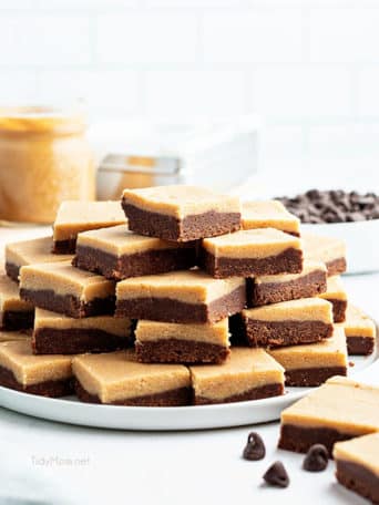 fudge cut and stacked on a plate a