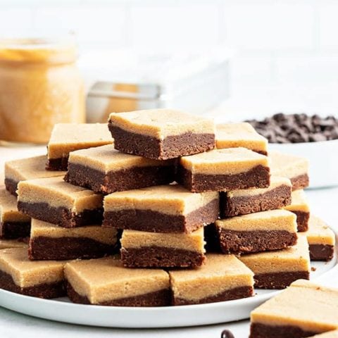 fudge cut and stacked on a plate a