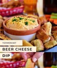 Bowl of Pub-style Beer Cheese Dip photo collage