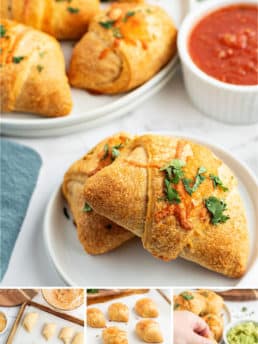 enchilada puffs on a plate and baking pan