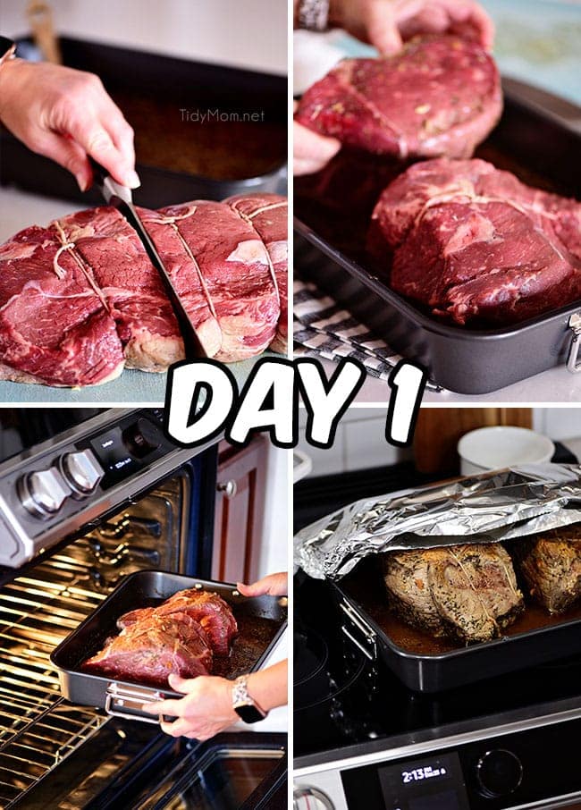 Italian beef day 1 prep photo collage