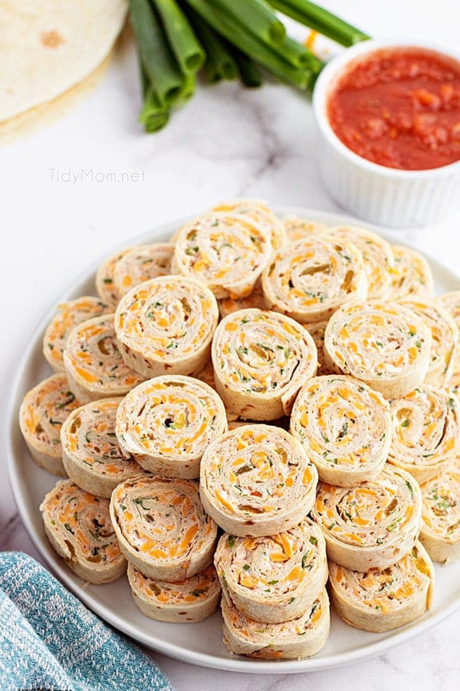 tortilla pinwheels on a plate