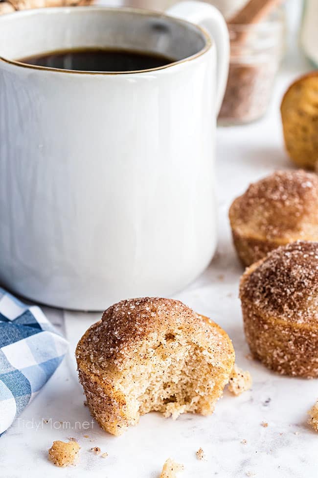mini muffins with a mug of coffee