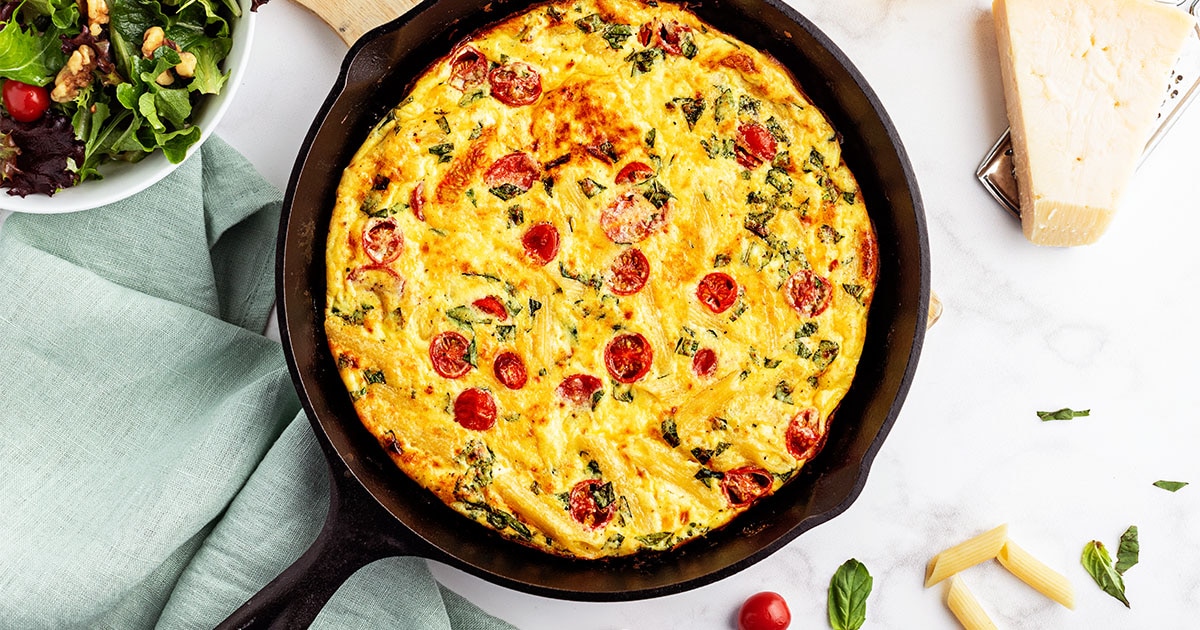 Tomato And Basil Pasta Frittata - TidyMom®